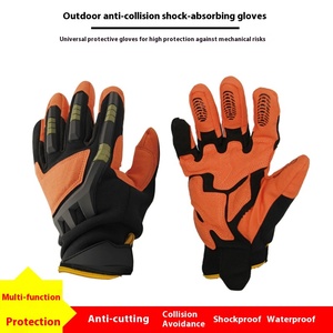 Gants en PU noirs et oranges pour hommes, pour le cyclisme, antidérapants, respirants, compatibles avec les écrans tactiles, fermeture à boucle, été - Product Image 2