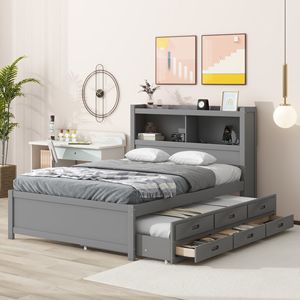 Letto matrimoniale grigio con piattaforma, cassetti e prese USB - Product Image 4