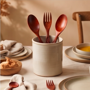 Ensemble de couverts en bois faits à la main, cuillère, fourchette, baguettes, design minimaliste, couverts réutilisables pour le camping et l'usage quotidien - Product Image 4