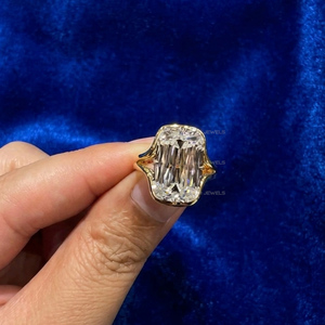 Ashoka Criss Cut Lab Diamond 5CT, Elongated Cushion Modified Diamond <b>Ring</b>, Vintage Style <b>Statement</b> Stone, Luxury Engagement <b>Ring</b> - Product Image 3