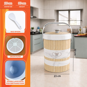 Seau à riz en plastique de qualité alimentaire Nandos Premium 10L beige, surface durable anti-rayures, double couche thermique, écologique - Product Image 3