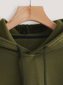 Sudadera con Capucha Corta para Mujer, Color Verde Oliva, Corte Regular, Tejido de Punto, Estilo Casual para Otoño, Manga Larga - Product Image 3