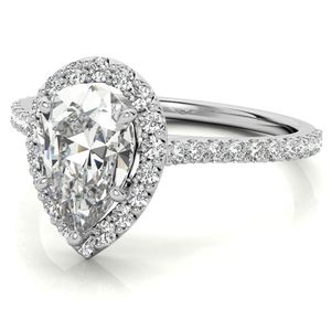 Anillo de Lujo con Moissanita Corte Pera, Plata de Ley 925 con Baño de Rodio, Anillo de Compromiso Solitario Certificado, Anillo de Boda - Product Image 5