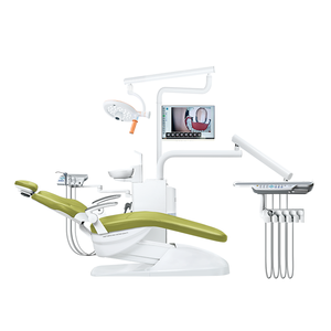 Fauteuil dentaire complet 2026 d'occasion en bon état, avec lampe chirurgicale LED noire, alimentation électrique, garantie 5 ans, certifié CE - Product Image 1