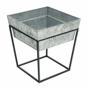 Pot de fleurs en métal galvanisé avec support, style industriel, pour intérieur/extérieur, décoration de jardin, pot à fleurs en fer pour la décoration de la maison - Product Image 5