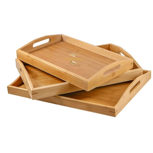 Bandeja de Almacenamiento Rectangular de Bambú, Apilable, con Acabado en Polvo, Diseño Minimalista, Apta para Lavavajillas, Segura para el Contacto con Alimentos, para Uso en la Mesa - Product Image 1
