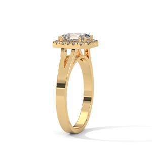 Women's 14K Solid Gold Lab Grown Diamond Halo <b>Ring</b> Emerald Cut Engagement Wedding Jewelry - Product Image 3