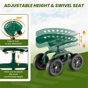 Sedile da Lavoro Girevole Pieghevole a 360 Gradi per Giardino, Ecologico, con Seduta Girevole e Altezza Regolabile - Product Image 4
