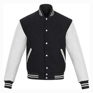 Men Embroidery Varsity <b>Jacket</b> Street Wear Logo Baseball <b>Jacket</b> Letterman Black Varsity <b>Jacket</b> with <b>White</b> Leather Sleeves 2026 - Product Image 1