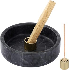 Brûleur d'encens en marbre naturel pour bâtonnets de Palo Santo, porte-bâtonnets d'encens en bois de Palo Santo fait main (noir naturel) - Product Image 1