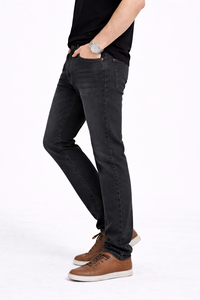 Jean en denim noir gris anthracite extensible pour homme, coupe slim – un essentiel moderne pour le quotidien, confectionné en tissu riche en coton de qualité supérieure - Product Image 2