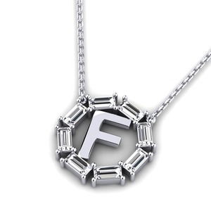 Elegante colgante con letra F, joyería plateada con moissanita y cristal, estilo hip hop, diseño unisex. - Product Image 2