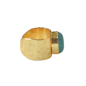 Wholesale Natural Turquoise Wide Band Statement <b>Ring</b> Semi-Precious <b>Gold</b> Plated Adjustable Fashion Jewelry Bulk - Product Image 6