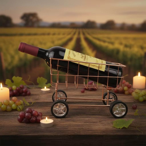 Estante para Botellas de Vino de Metal con Forma de Carrito de Compras, Soporte para Botellas de Vino de Metal, Estante para Vino - Product Image 2