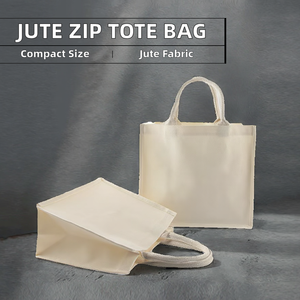 Bolsa de Compras Ecológica de Yute Natural con Cierre de Cremallera para Uso Diario - Product Image 5