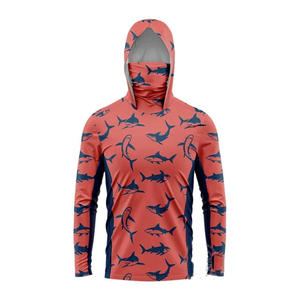 เสื้อตกปลาแขนยาวมีฮู้ดลายดอกไม้สำหรับผู้ชาย UPF 50 แห้งเร็ว ผลิตจากโพลีเอสเตอร์ 100% เสื้อคลุมสำหรับผู้ใหญ่สำหรับกิจกรรมกลางแจ้ง - Product Image 3