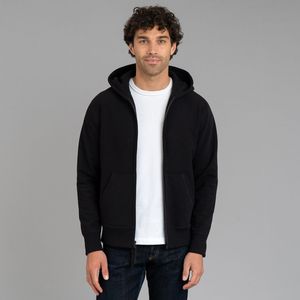 Sweat à capuche classique noir en polaire de qualité supérieure, à demi-zip, brodé, coupe régulière pour homme, vêtement décontracté - Product Image 1