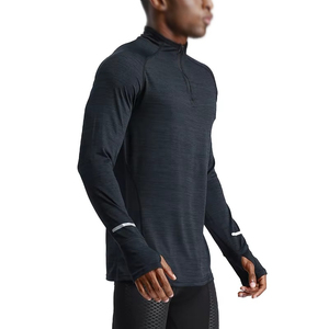 Men's Long Sleeve Stand Collar Quarter <b>Zip</b> Solid Color Quick Dry Slim Fit Sporty Casual <b>Shirt</b> Beige Full Sleeve Knitted - Product Image 4