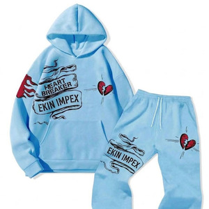 <b>Professional</b> <b>Light</b> Blue Heart Breaker Hoodie Oversized Streetwear Tracksuit Flare Pants Ekin Impex Broken Heart Print Casualwear - Product Image 3