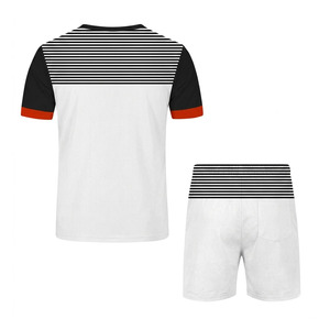 Men's White Striped Crew Neck T-Shirt And Shorts <b>Set</b> Quick Dry <b>Knitted</b> Casual Summer Wear Women's summer shorts <b>set</b> - Product Image 2