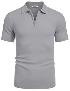 Mens Knitted <b>Waffle</b> Print for <b>Shirt</b> Short Sleeve Zipper Pocket Athletic Quick Dry Fabric Casual Sport 100% Cotton - Product Image 2