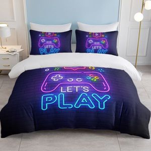 Parure de lit King Size pour garçons, motif manette de jeu vidéo, avec 2 taies d'oreiller, ensemble de literie jeux vidéo - Product Image 1