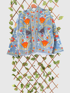 เสื้อแจ็คเก็ตผ้าฝ้ายปักลายดอกไม้ด้วยมือ แขนยาว คอจีน ไซส์ใหญ่ สำหรับผู้หญิง สไตล์พรีเรียชิค ใส่ได้ในฤดูใบไม้ผลิ - Product Image 1
