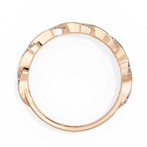 Anillo de Oro Rosa de 18K con Diamantes Cultivados en Laboratorio, 35 Piedras Laterales, Banda de Eternidad Trenzada, Corte Redondo, Joyería Moderna para Boda, Compromiso o Fiesta - Product Image 4