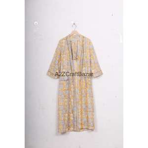 Kimono Ligero de Algodón para Mujer, Estampado Floral, Talla Única, Ropa de Playa, Cubre Bikini, para Verano y Otoño, Ropa de Dormir - Product Image 1