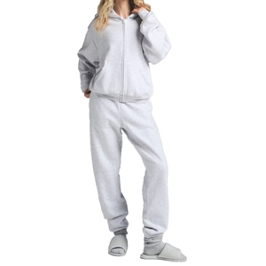 Conjunto de Sudadera con Capucha y Pantalones Deportivos de Felpa de Algodón Premium de Marca Privada para Mujer, Conjunto de 2 Piezas, Ropa Deportiva Holgada, Proveedor OEM Personalizado - Product Image 1