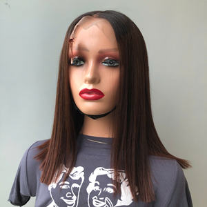 Perruque de couleur marron ombré de 14 pouces vrais cheveux humains | Cheveux humains vietnamiens super doublement étirés - Product Image 6