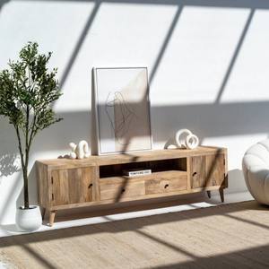 Mueble para TV Vandana Lunaris Stellar con Puertas de Listones de Madera, Consola de Entretenimiento Moderna de Madera Sólida - Product Image 3