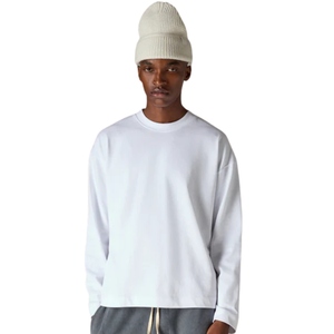 Camiseta de Manga Larga Blanca para Hombre, Cuello Redondo, Algodón, Estilo Casual, Moda Urbana, Acabado Vintage Suave - Product Image 6