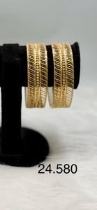 Brazaletes de Oro de 22K de Primera Calidad con Diseño de Ondas para Mujer, 24.580 Gramos, Juego de Brazaletes Tradicionales Indios para Novia, Joyería Étnica, Regalo - Product Image 2