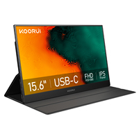 KOORUI-Moniteur portable IPS pour ordinateur portable, écran de 15.6 pouces, 1080p, USB-C seconde, pour travail PC Mac Phone PS Xbox Gamer