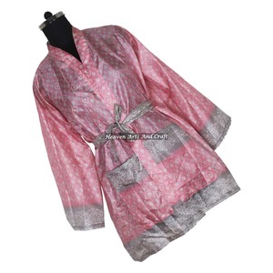 KS014 Kimono Corto para Mujer, Estilo Indio, Bohemio, Vintage, para Damas de Honor, Ropa de Dormir, Vestido Kimono Corto de Seda - Product Image 2