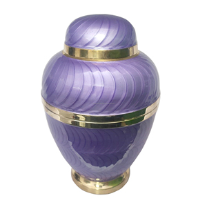 Urna de latón azul cielo hecha a mano para cenizas de adultos Suministros funerarios de cremación conmemorativa Premium para restos humanos - Product Image 3