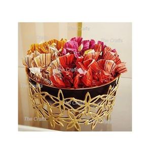 จานเสิร์ฟดีไซน์พิเศษ สีทอง วัสดุโลหะ รูปทรงกลม ขนาดสั่งทำได้ - Product Image 2