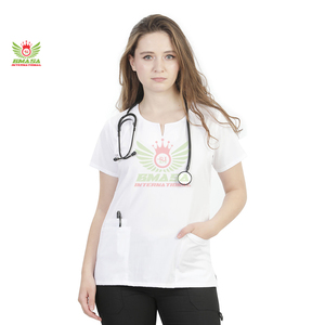 Tenues d'infirmières en polyester tricoté, ensembles de blouses à manches courtes, uniformes médicaux personnalisés - Product Image 2