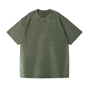 Vintage Oversized Men's 100% Cotton Casual Heavyweight T-shirt Breathable <b>Machine</b>-washable Customizable Logo Embroidery Regular - Product Image 2