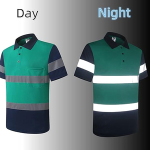 Camiseta Polo de Alta Visibilidad para Trabajo, Diseño Moderno con Cuello y Botones Frontales, 100% Poliéster, con Franjas Reflectantes - Product Image 3
