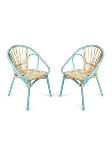 Se aceptan pedidos personalizados - Silla infantil de ratán azul cielo de alta calidad - Tejida con ratán natural, muebles infantiles. - Product Image 4