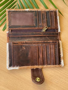 Nouveau fait à la main imprimé Animal peau de vache portefeuille à deux volets en cuir véritable pochette sac à main de luxe concepteur porte-carte de crédit portefeuille pour les femmes - Product Image 6