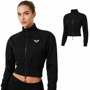 Blouson de moto personnalisé pour femme, coupe courte, entièrement zippé, inspiré du sport automobile, style streetwear décontracté, OEM ODM - Product Image 1