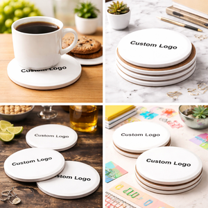 Wholesale Round Coaster <b>Set</b> – Eco-Friendly Sublimation Blank <b>Tea</b> Cup Coaster, Cork & <b>Plastic</b> Coffee Drink Table Mat - Product Image 2