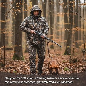 Veste de chasse avec doublure en polaire, manteau à capuche résistant à l'eau pour hommes, parka silencieuse pour la chasse au cerf, vestes Upland - Product Image 2