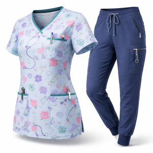 Wholesale Custom Stylish 100% Cotton Woven Moisture-Wicking Breathable Medical Scrubs for Healthcare Professionals-OEM - Product Image 3