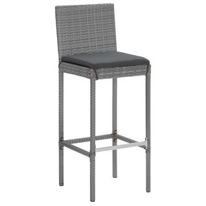 Ensemble de bar de jardin en rotin PE gris avec acier thermolaqué et verre trempé pour mobilier de patio - Product Image 5