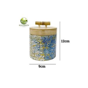 Elegant Handmade <b>Ceramic</b> <b>Pot</b> with Bamboo Lid Kitchen Counter Storage Jar Decorative Organizer Gift Collection - Product Image 6