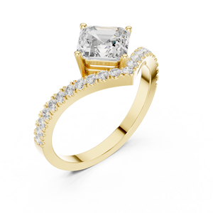 Luxury Asscher Cut Diamond Engagement <b>Ring</b> | V Shape Split Band | 925 <b>Silver</b> / 14K 18K Gold | Women Wedding <b>Ring</b> - Product Image 6